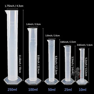 SPYLX Plastic Graduated Cylinders & Plastic Beakers,Teenitor 5pcs Plastic Graduated Cylinders 10ml 25ml 50ml 100ml 250ml & 5pcs Plastic Beakers 50ml 100ml 250ml 500ml1000ml Clear 10pcs - Laboratorydeal