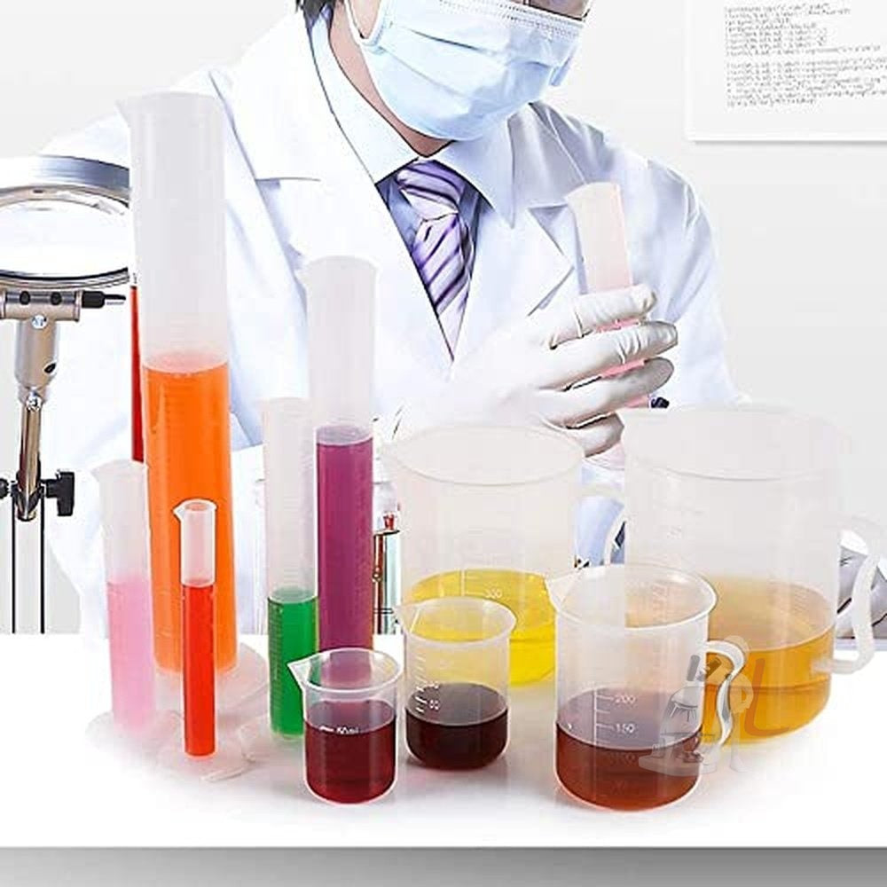 SPYLX Plastic Graduated Cylinders & Plastic Beakers,Teenitor 5pcs Plastic Graduated Cylinders 10ml 25ml 50ml 100ml 250ml & 5pcs Plastic Beakers 50ml 100ml 250ml 500ml1000ml Clear 10pcs - Laboratorydeal