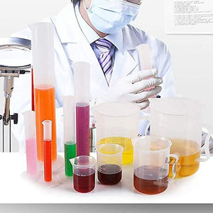 SPYLX Plastic Graduated Cylinders & Plastic Beakers,Teenitor 5pcs Plastic Graduated Cylinders 10ml 25ml 50ml 100ml 250ml & 5pcs Plastic Beakers 50ml 100ml 250ml 500ml1000ml Clear 10pcs - Laboratorydeal