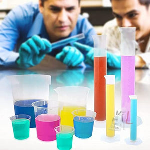 SPYLX Plastic Graduated Cylinders and Beakers 10ml 25ml 50ml 100ml Cylinders with 30ml 50ml 100ml 250ml 500ml 1000ml Plastic Beakers 2 Brushes 5 Droppers Great for Home School Science Lab - Laboratorydeal