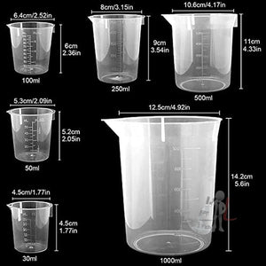 SPYLX Plastic Graduated Cylinders and Beakers 10ml 25ml 50ml 100ml Cylinders with 30ml 50ml 100ml 250ml 500ml 1000ml Plastic Beakers 2 Brushes 5 Droppers Great for Home School Science Lab - Laboratorydeal