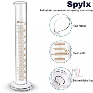 SPYLX Borosilicate Glass Measuring Cylinder Pack of 4-100ml, 250ml, 500ml, 1000ml - Laboratorydeal