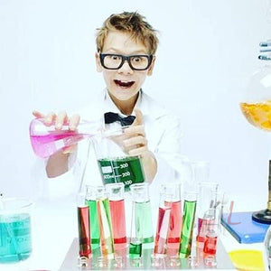 SPYLX Chemistry Kit Combo 3 Beakers, 3 Conical Flask, 6 Test Tube, 1 Mask, 1 Scientific Goggles, 1 Test Tube Holder, 1 Test Tube Stand, 2 Rubber Cork, 2 Packs of PH Papers- Pack of 20 - Laboratorydeal