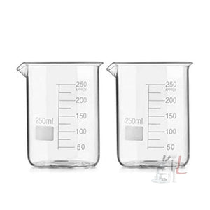 SPYLX High Quality Borosilicate 3.3 250 ml Glass Beaker with Graduation Marks - Pack of 2 - Laboratorydeal