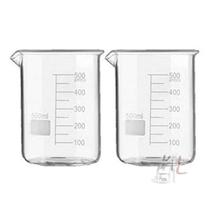 SPYLX High Quality Borosilicate 3.3 Glass Beakers - 500 ml 2 pcs with Graduation Marks - Laboratorydeal