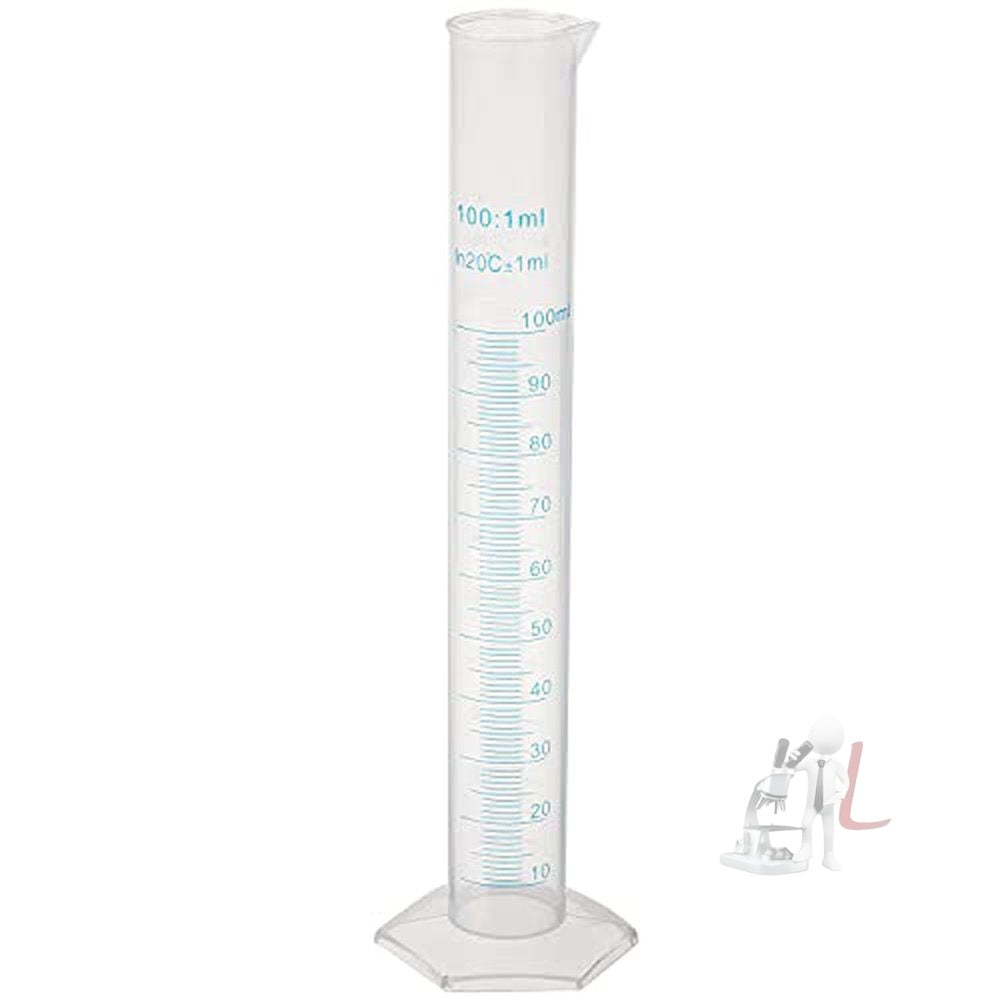 SPYLX Plastic Measuring Cylinder Transparent Graduated Cylinder's for Laboratory Test (100 ML, 2) - Laboratorydeal