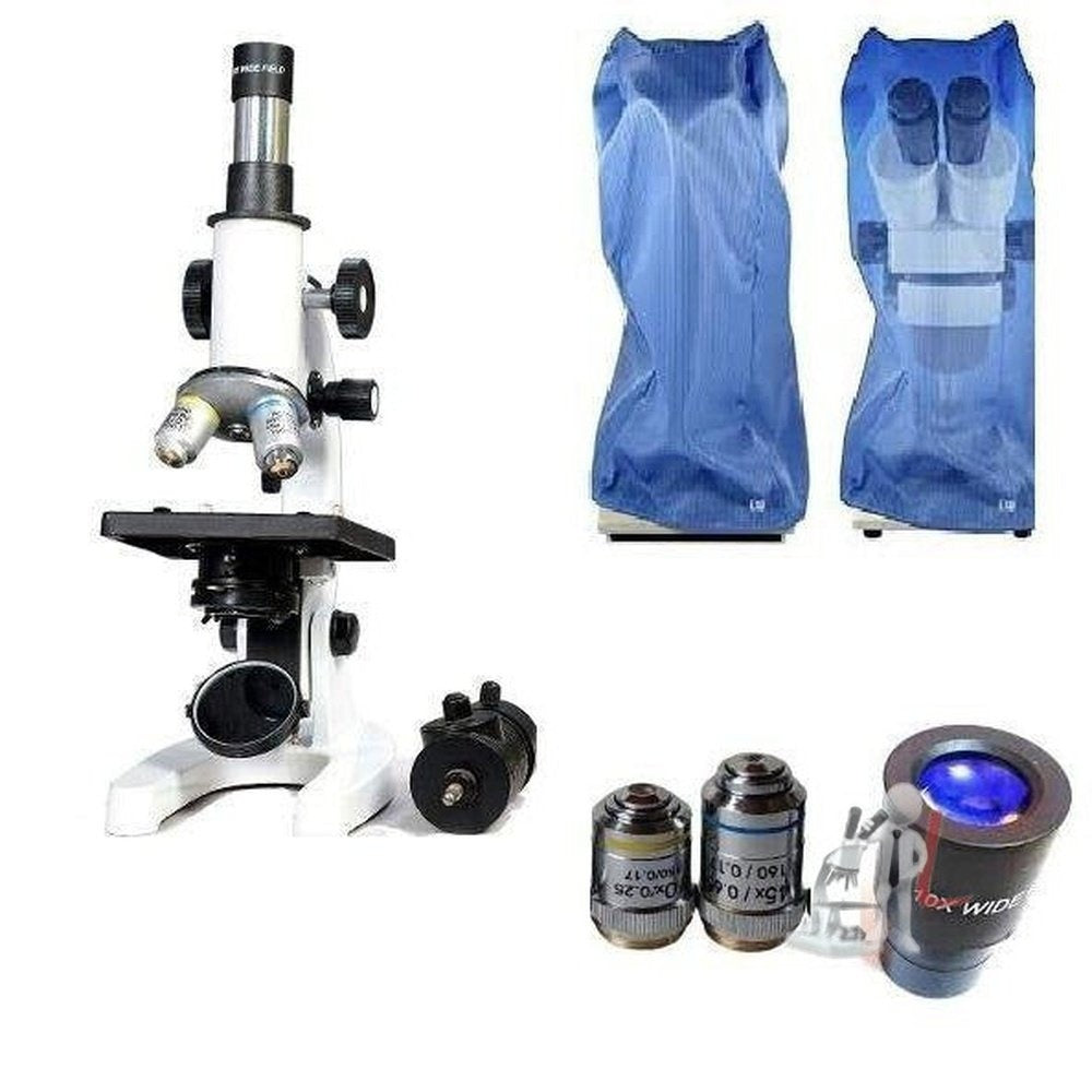 SSU® Lab Compound Student Microscope With LED LAMP,50 BLANK N TWO PREPARED SLIDES ISO 9001:2015 CERTIFIED - Laboratorydeal