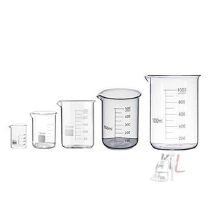 Scifa Borosilicate Glass Beaker 50ml, 100ml, 250ml, 500ml, 1000ml - Pack of 5 - Laboratorydeal