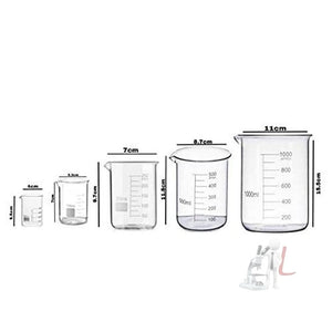 Scifa Borosilicate Glass Beaker 50ml, 100ml, 250ml, 500ml, 1000ml - Pack of 5 - Laboratorydeal