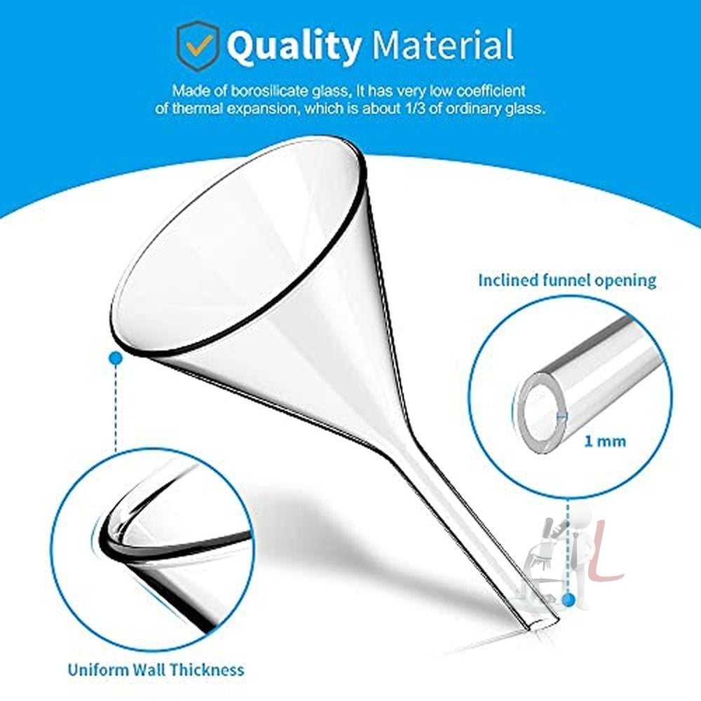 Scifa Borosilicate Glass Funnel 3 inches 75mm for Laboratory Use Borosilicate Glassware for Bottle Hot Oil or Liquid Chemicals Solutions - Pack of 1 - Laboratorydeal