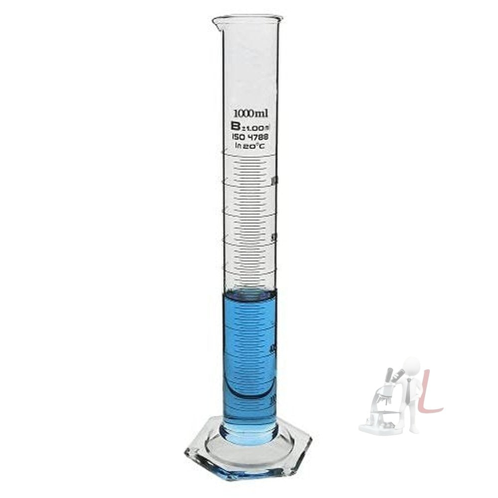 Scifa Borosilicate Glass Measuring Cylinder 1000 ml Heavy Duty Reusable Single Metric High Quality Glass Graduated Cylinder's for Laboratory Test - Laboratorydeal