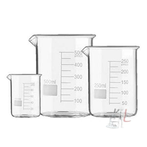 Scifa High Quality Borosilicate 3.3 Glass Beakers - 100 ml, 250 ml, 500 ml, Pack of 3 - Laboratorydeal