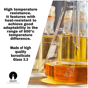 Scifa High Quality Borosilicate 3.3 Glass Beakers - 100 ml, 250 ml and Conical - 100 ml, 250 ml with Rubber Cork & Graduation Marks, Pack of 4 - Laboratorydeal