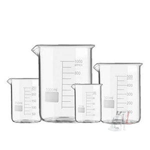 Scifa High Quality Borosilicate 3.3 Glass Beakers - Beakers - 100 ml, 250 ml, 500 ml, 1000 ml with Graduation Marks, Pack of 4 - Laboratorydeal
