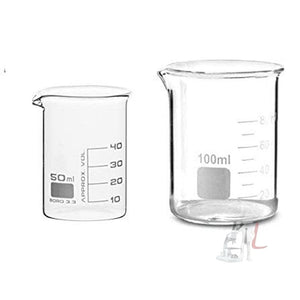 Scifa High Quality Borosilicate 3.3 Glass Beakers - Beakers - 100 ml, 250 ml, 500 ml, 1000 ml with Graduation Marks, Pack of 4 - Laboratorydeal