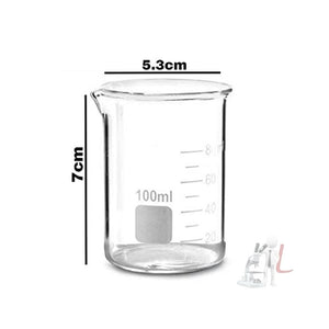 Scifa High Quality Borosilicate 3.3 Glass Beakers - 100 ml 2pcs and Conical - 100 ml 2pcs with Graduation Marks, Pack of 4 - Laboratorydeal
