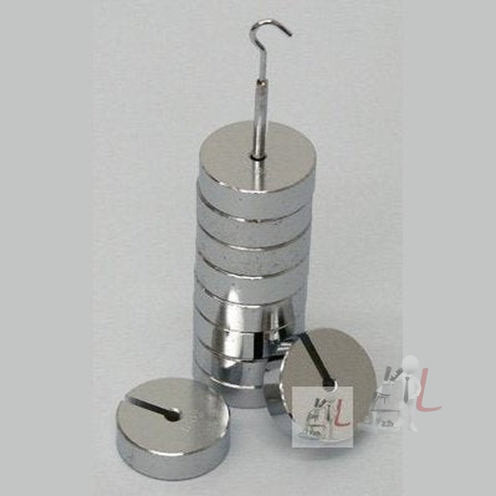 Slotted Weight set 100gm x 10 (Brass Chromed) (Total weight 1000gm) - Laboratorydeal