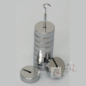 Slotted Weight set 100gm x 10 (Brass Chromed) (Total weight 1000gm) - Laboratorydeal