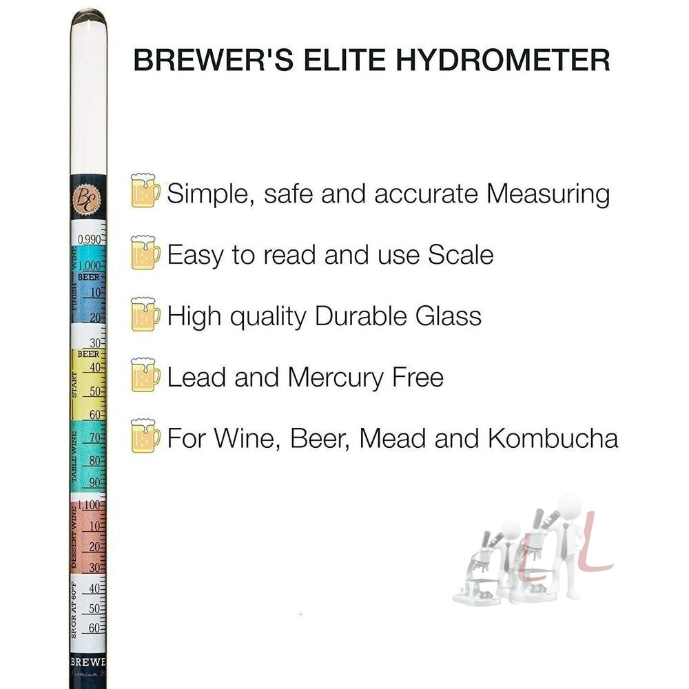 Triple Scale Hydrometer, Hardcase and 250ml jar - Specifc Gravity ABV Tester- for Wine, Beer, Mead and laboratoy tested - Laboratorydeal