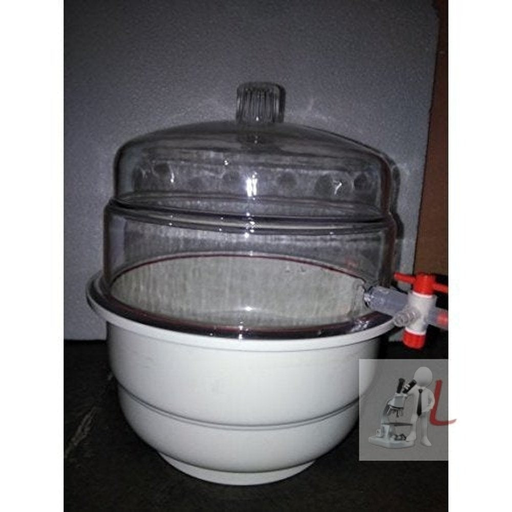 Vaccum dessicator 200mm ID Polycarbonate All clear with PTFE stopcock - Laboratorydeal