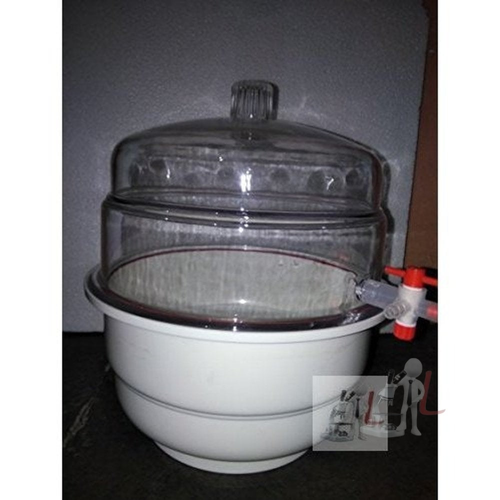 Vaccum dessicator 300mm ID Polycarbonate All clear with PTFE stopcock - Laboratorydeal