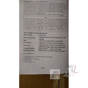 Vandegraff Generator motor driven acrylic tube with 200mm (8") Dome polished aluminum removable sphere - Laboratorydeal