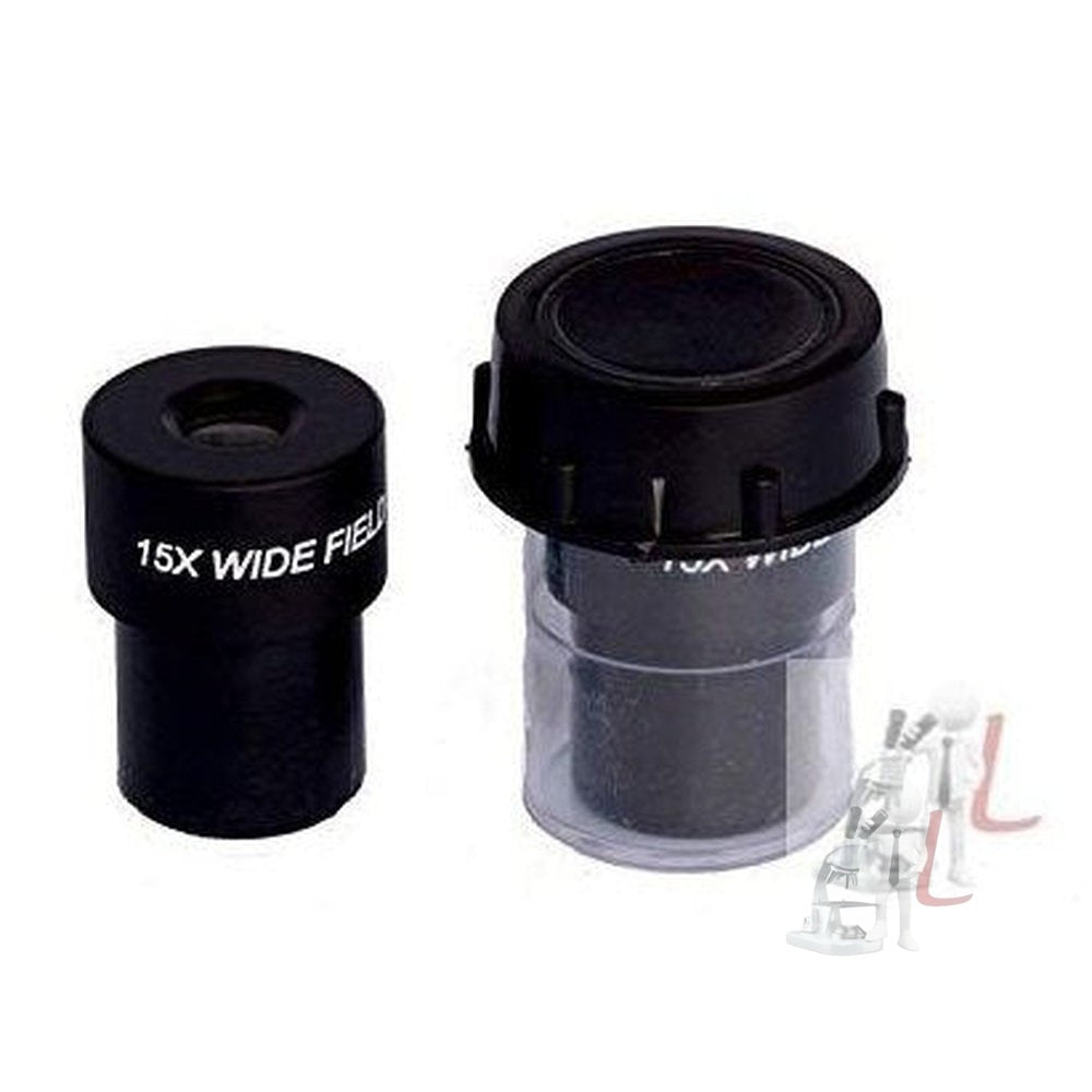 WKM 15X WF WIDEFIELD Microscope Eyepiece Pair, 23MM Dia, FITS Almost All Microscopes, Anti-Fungal Anti-Reflection Coated - Laboratorydeal
