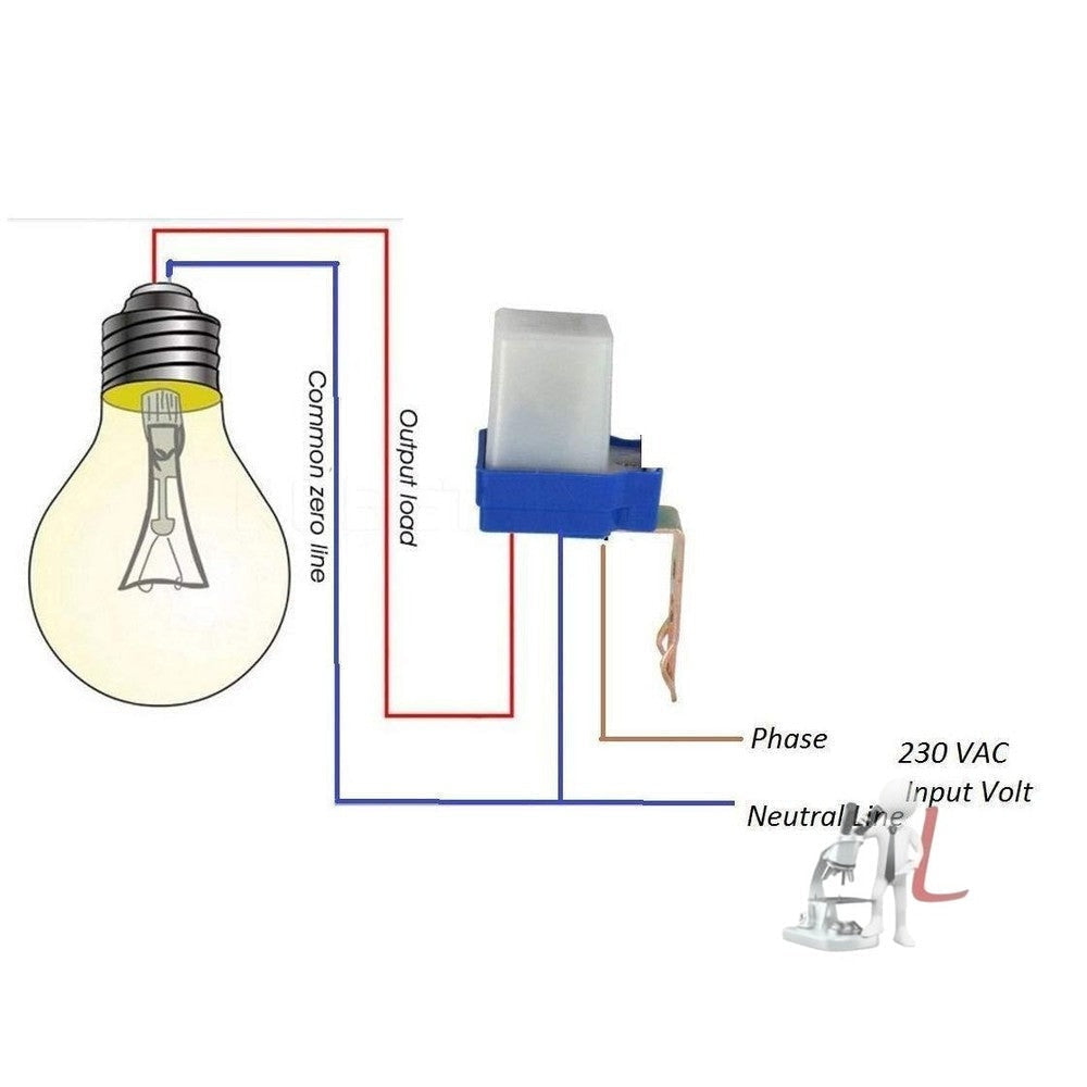 Waterproof 220 V Auto Day/Night on and Off Photocell, LDR Sensor Switch 6 A for Lighting (White) - Laboratorydeal