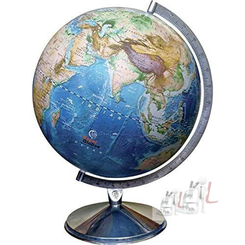 World Globe Map , Excel Globes LAMINATED GLOBE (12 INCH/30.3 CMS DIA) DESK & TABLE TOP PHYSICAL World Globe (LScifaE BLUE)-