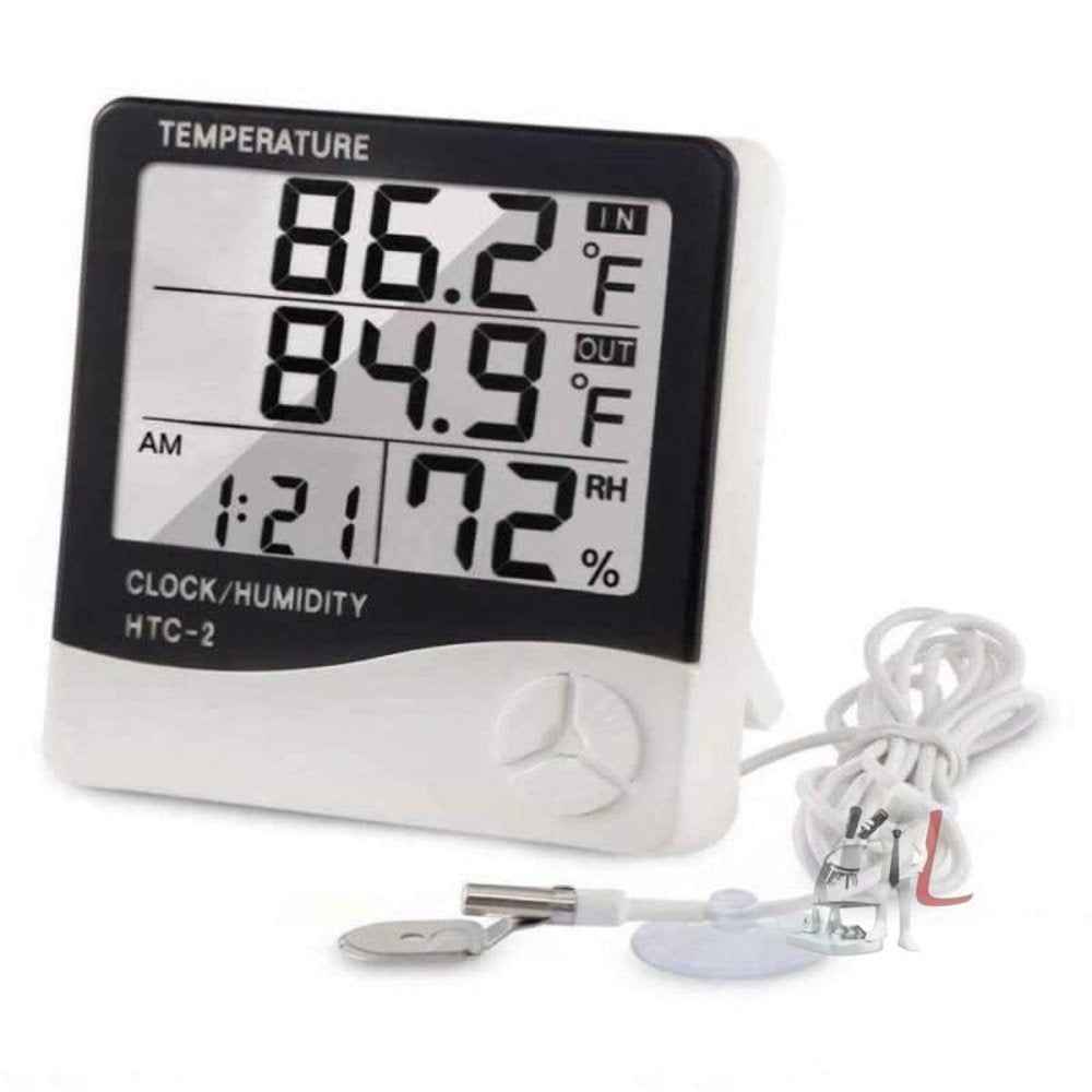 laboratory Digital Hygrometer Thermometer Humidity Meter With Clock Lcd Display HTC-2 - Laboratorydeal
