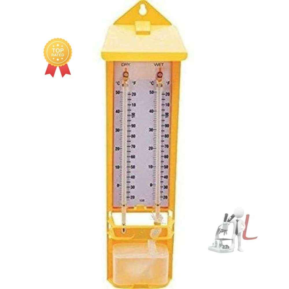 laboratory  Yellow Wet And Dry Bulb Hygrometer - Laboratorydeal