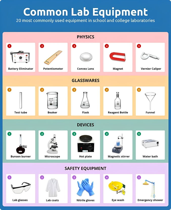 School Science laboratory Equipment list and uses