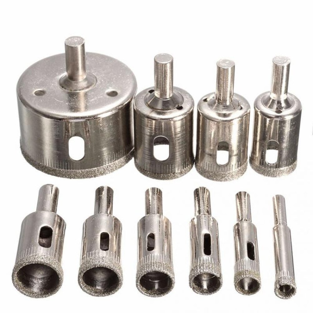 10 In 1 8-50mm Diamond Tool Bit Glass Tile Hole Opener Set, 10 In 1 Diamond Tool Bit