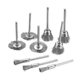 10 PCS Wire Brush Metal Descaling Polishing Brush To Remove Oxide Layer Flat Polishing Brush, Pen Shape 3×5MM, Pen Shape 3×8MM, Bowl Shape3×15MM, Bowl Shape3×25MM, Flat 3×25MM