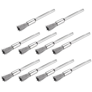 10 PCS Wire Brush Metal Descaling Polishing Brush To Remove Oxide Layer Flat Polishing Brush, Pen Shape 3×5MM, Pen Shape 3×8MM, Bowl Shape3×15MM, Bowl Shape3×25MM, Flat 3×25MM - laboratorydeal