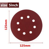 100 PCS 125MM Flocking Sandpaper 5 Inch 8 Hole Disc Sandpaper Self-adhesive Sandpaper, 40 Mesh, 60 Mesh, 80 Mesh, 100 Mesh, 120 Mesh, 150 Mesh, 180 Mesh, 240 Mesh, 320 Mesh, 400 Mesh, 600 Mesh, 800 Mesh, 1000 Mesh, 1200 Mesh, 1500 Mesh, 2000 Mesh