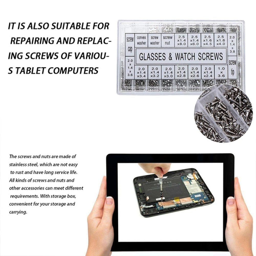 1000pcs Box Watch Glasses Repair Screw Set
