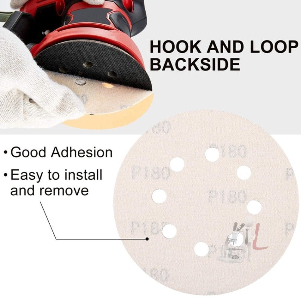 100pcs / Box 5 Inch 8 Holes Round Disc Sanding Sandpaper 125mm Yellow Sand Flocking Sheet, P60, P80, P100, P120, P150, P180, P220, P320, P400, P600, P800 - laboratorydeal