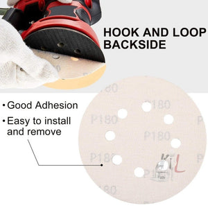 100pcs / Box 5 Inch 8 Holes Round Disc Sanding Sandpaper 125mm Yellow Sand Flocking Sheet, P60, P80, P100, P120, P150, P180, P220, P320, P400, P600, P800 - laboratorydeal