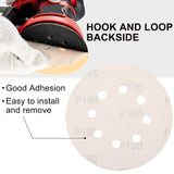 100pcs / Box 5 Inch 8 Holes Round Disc Sanding Sandpaper 125mm Yellow Sand Flocking Sheet, P60, P80, P100, P120, P150, P180, P220, P320, P400, P600, P800