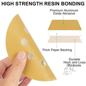 100pcs / Box 5 Inch 8 Holes Round Disc Sanding Sandpaper 125mm Yellow Sand Flocking Sheet, P60, P80, P100, P120, P150, P180, P220, P320, P400, P600, P800 - laboratorydeal