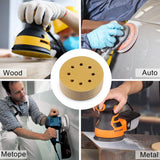 100pcs / Box 5 Inch 8 Holes Round Disc Sanding Sandpaper 125mm Yellow Sand Flocking Sheet, P60, P80, P100, P120, P150, P180, P220, P320, P400, P600, P800