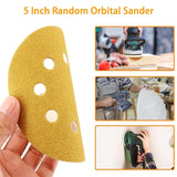 100pcs / Box 5 Inch 8 Holes Round Disc Sanding Sandpaper 125mm Yellow Sand Flocking Sheet, P60, P80, P100, P120, P150, P180, P220, P320, P400, P600, P800