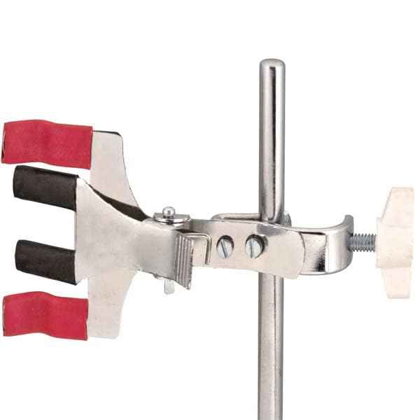Laboratory Burette Clamp, Single, Fisher Type, Mild Steel Construction with Red Cushioned Grips