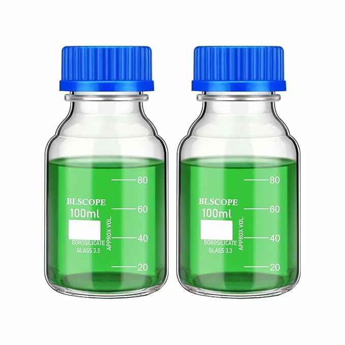 Borosilicate Glass Storage Reagent Bottle | 100ml Pack of 2 for Chemistry, Lab Laboratories Cosmetics Perfume Making Use