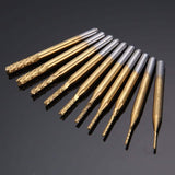 10pcs / Set titanium coated carbide end mill engraving knife edge milling cutter CNC milling machine, Milling Cutter