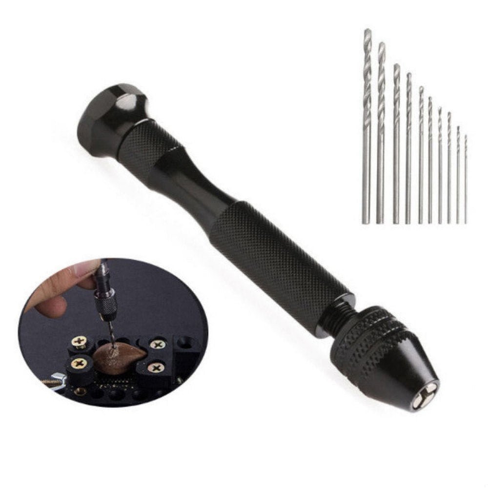 11 In1 Mini Manual Drill With Drill Plastic Walnut Wenwan Punching Tool, 11 In 1 / Set - laboratorydeal