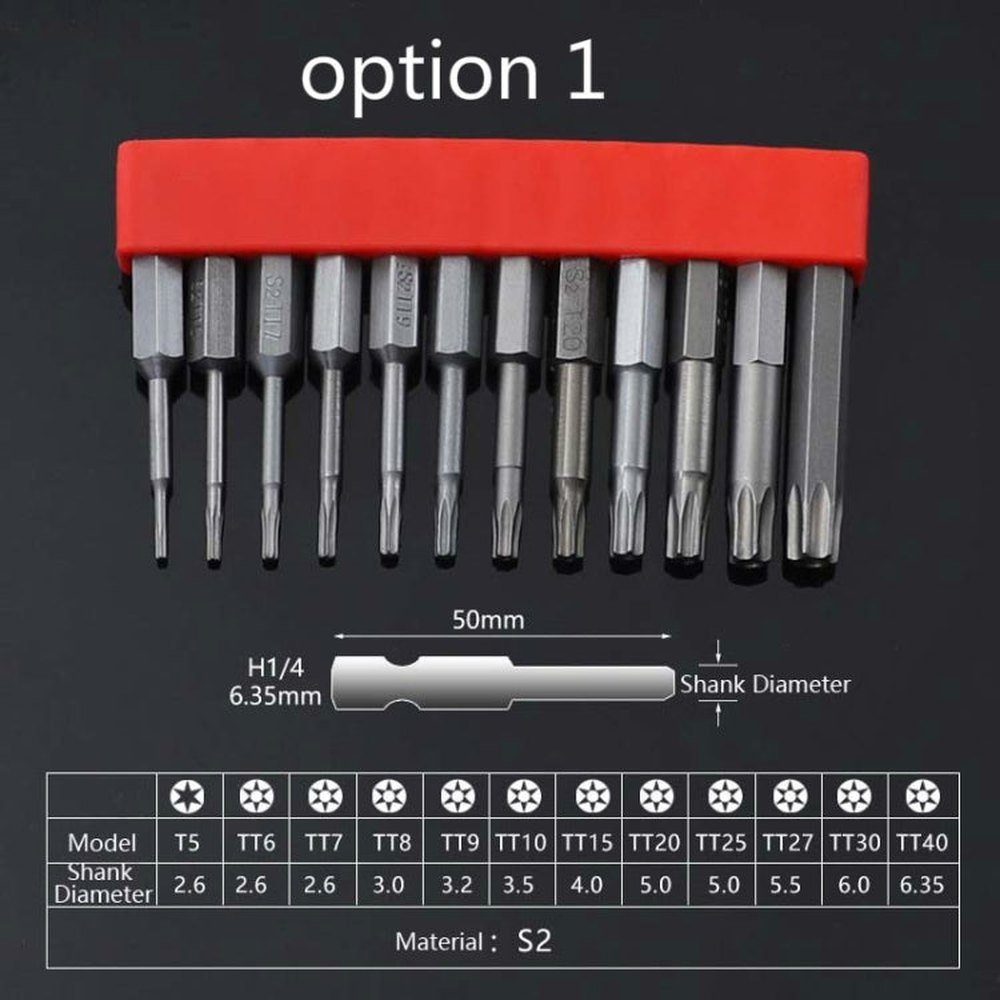 12 PCS / Set Screwdriver Bit With Magnetic S2 Alloy Steel Electric Screwdriver, 1, 2, 3, 4, 5, 6, 7, 8, 9, 10, 11, 12, 13 - laboratorydeal