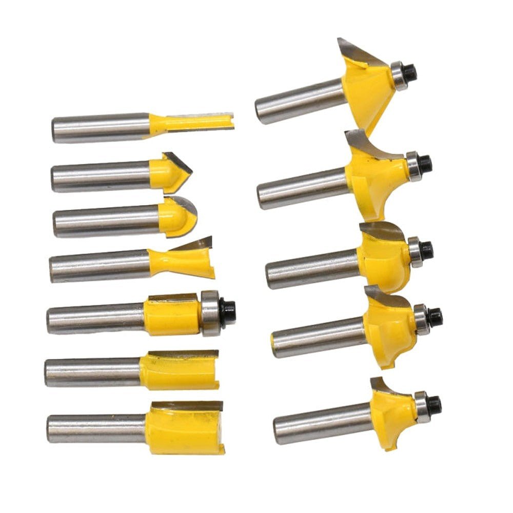 12 PCS / Set Woodworking Engraving Machine Trimmer Cutting Tool, 8 Handle With Wooden Box, 8 Handles Without Wooden Box - laboratorydeal