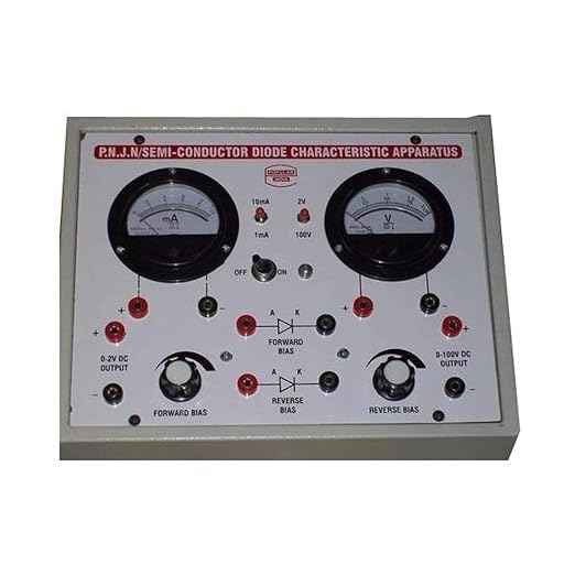 PN Junction Diode Semiconductor Diode Characteristics Apparatus with regulated DC Power Supply, Meters for Voltage and Current Measurement for Physics & Electronics Lab Experiments